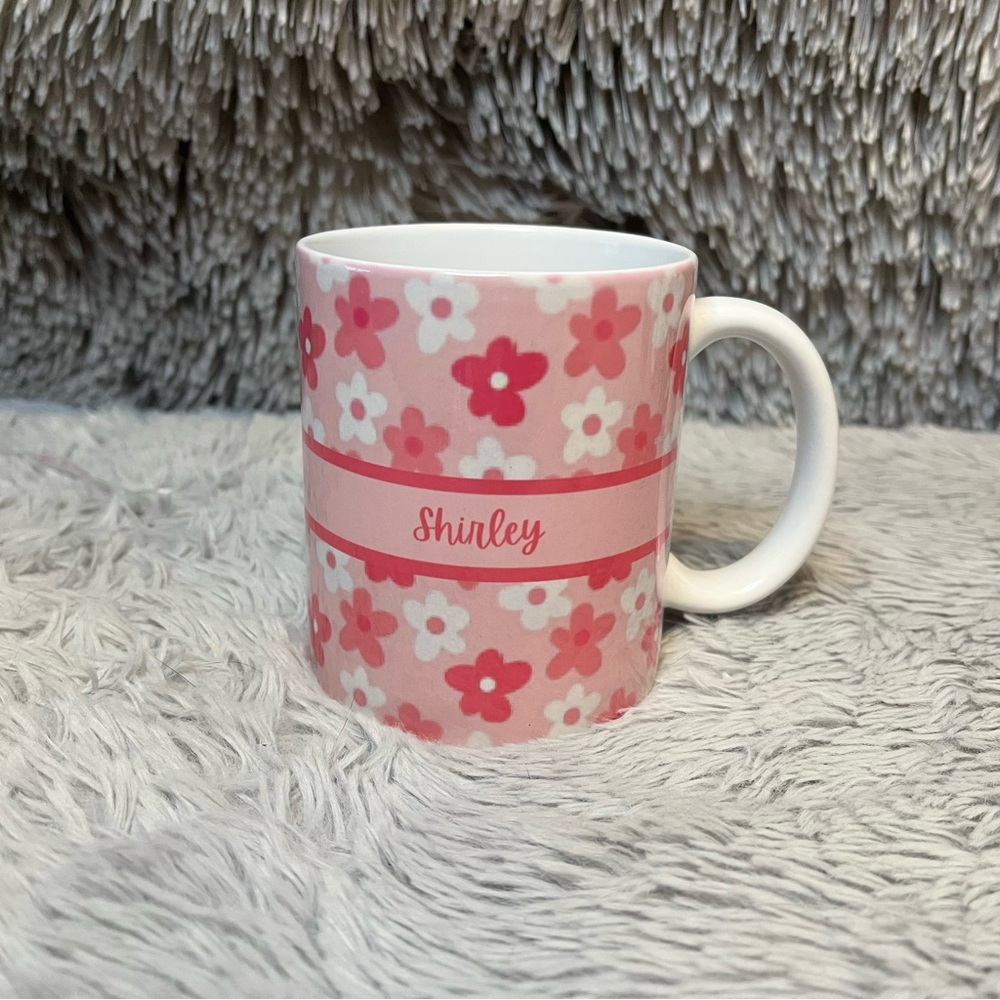 Pink Floral Personalized Custom Name 11oz Mug